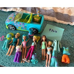 Polly Pocket Turquoise Pink Convertible vehicle with fashion doll accessories 97